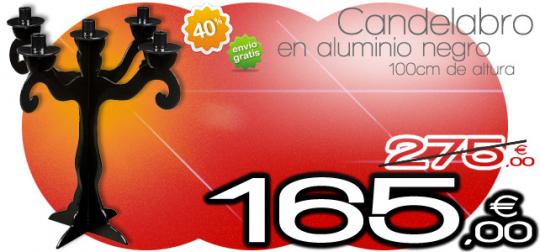 Candelabro portavelas 100cm de altura en aluminio negro