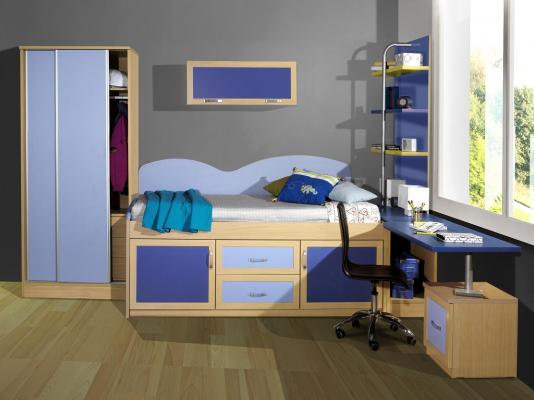 dormitorio juvenil haya y azules