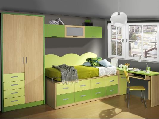 dormitorio juvenil haya,pistacho y verde 