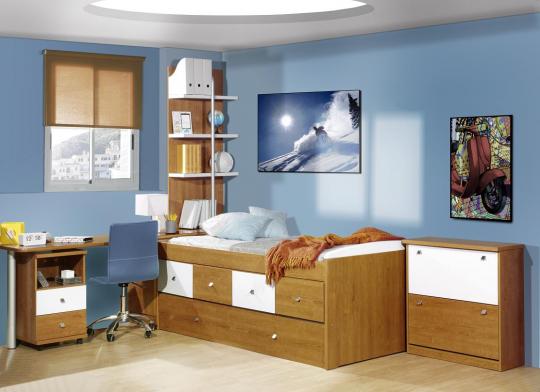 dormitorio juvenil cerezo y blanco