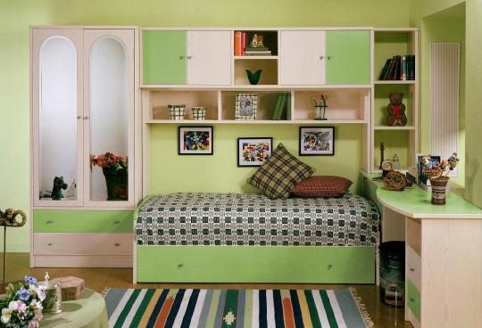 dormitorio juvenil pino dkp y verde 