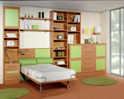 dormitorio juvenil haya y verde 