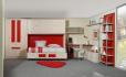 dormitorio juvenil pino dkp y rojo