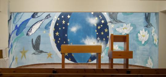 mural en altar de iglesia