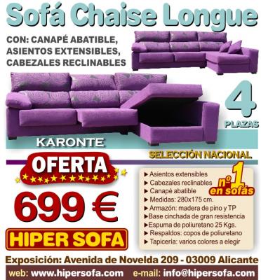 Sofa Chaise Longue KARONTE 4 plazas