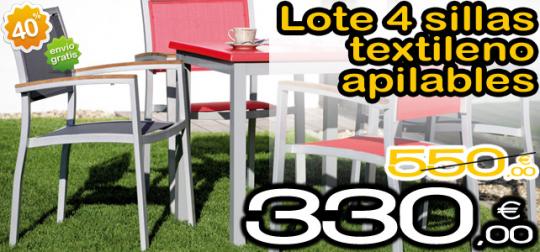Lote 4 sillas exterior en textileno con un 40% de descuento
