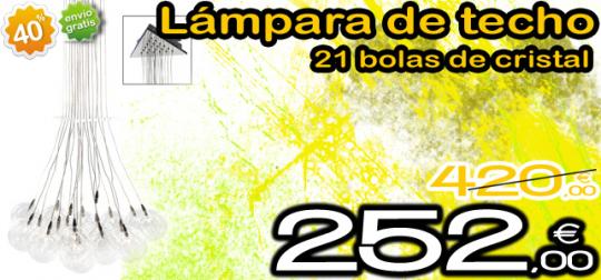 Lámpara de techo 21 bolas de cristal con un 40% de descuento