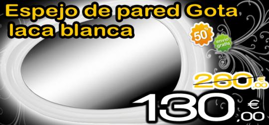 Espejo Gota en laca blanca con 50% de descuento