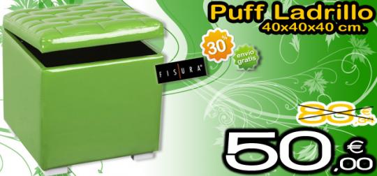Puff baúl ladrillo en color verde