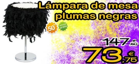 Lámpara de mesa plumas negras