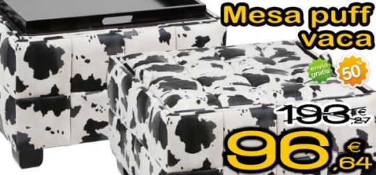 Mesa puff vaca con un 50% de descuento