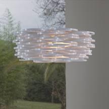 AROS. Colgante de policarbonato y acero con diametro 60cm en color blanco