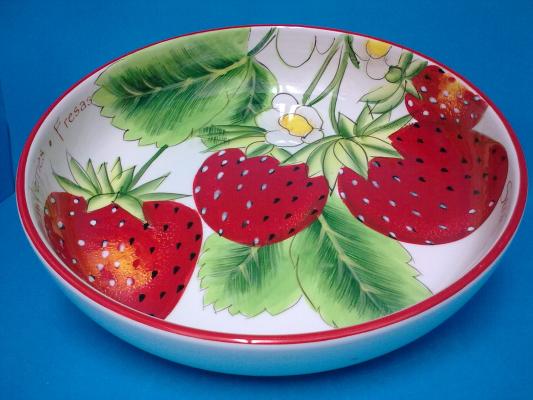 Frutero, centro mesa redondo, pintado a mano