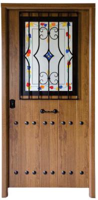 Puerta imitacion madera mod. Triana con ventana