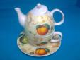 Tetera apilable, con plato y taza desayuno