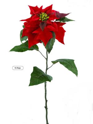 Flor de pacua artificial. Poinsetia artificial de terciopelo pequeña oasisdecor.ocm