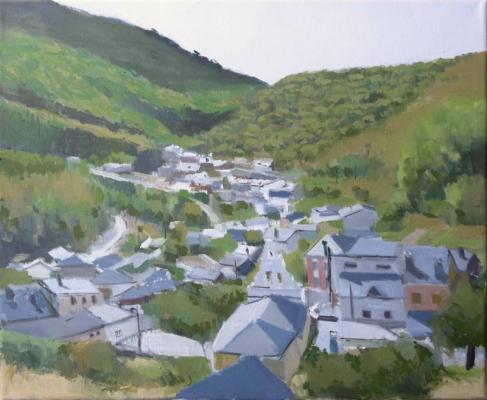 Un pueblo del Bierzo, oleo sobre lienzo
