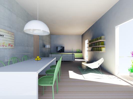 Proyecto Integral de Interiorismo de instalaciones, acabados y mobiliario, de salón de 18m2.