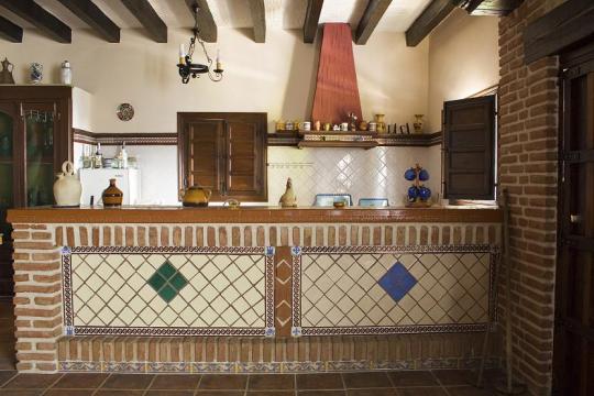 Cocina rústica de ladrillo viejo