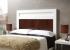 Cabecero de cama lacado blanco, panel decorativo color madera.