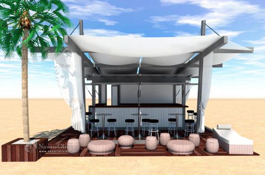 Chiringuito de playa con pergola de madera