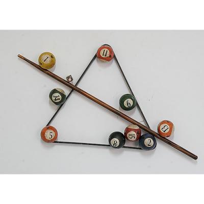 CUADRO PALO Y BOLAS BILLAR METAL 41x76 CM