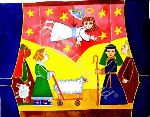 láminas y lienzos de The Nativity Play