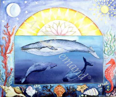 láminas y lienzos de Whales (month of September from a calendar)