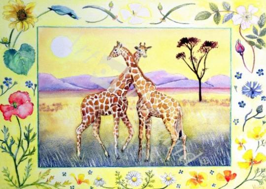 láminas y lienzos de Giraffe (month of July from a calendar)