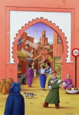 láminas y lienzos de  Street Scene in Marrakesh, 1992 (acrylic on linen)