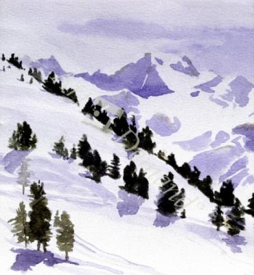 láminas y lienzos de  Winter Trees, Haute Nandez, Switzerland, 1989 (w/c)