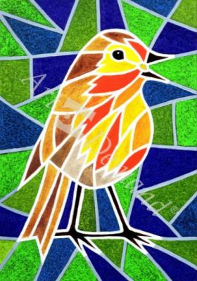 láminas y lienzos de  Robin on Stained Glass