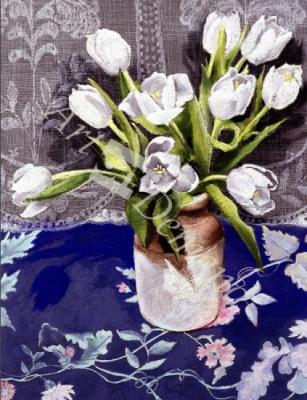 láminas y lienzos de  White Tulips, 1994 (pastel on paper)