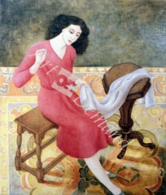 láminas y lienzos de Girl Sewing, 1991