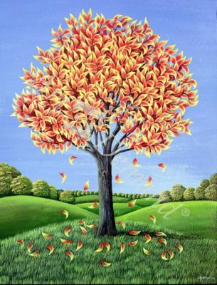 láminas y lienzos de Fire Colours of Autumn, 1981 (gouache)