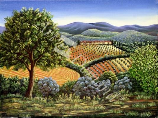 láminas y lienzos de Tuscan hilltop village, 1990