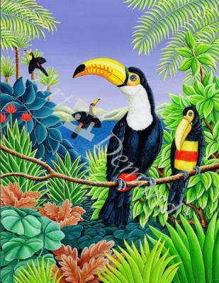 láminas y lienzos de Toucans, 1993 (acrylic on panel)