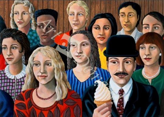 láminas y lienzos de  The English Condition, 1993 (acrylic on panel)