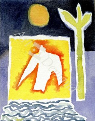 láminas y lienzos de  Tree, Sun and Rising Bird, 1989 (w/c)