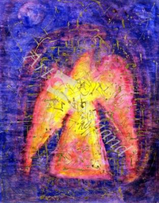 láminas y lienzos de  Golden Bird Rising, 1992 (mixed media on paper)
