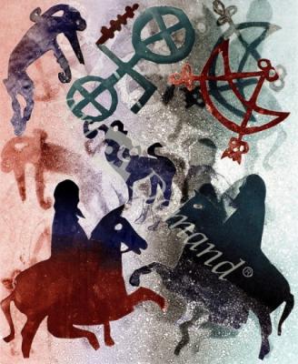 láminas y lienzos de  Pictish Riders, 1996 (monotype)
