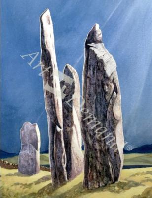 láminas y lienzos de  Tall Stones of Callanish, Isle of Lewis, 1986-7 (w/c)