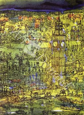 láminas y lienzos de  Westminster (w/c and mixed media on paper)