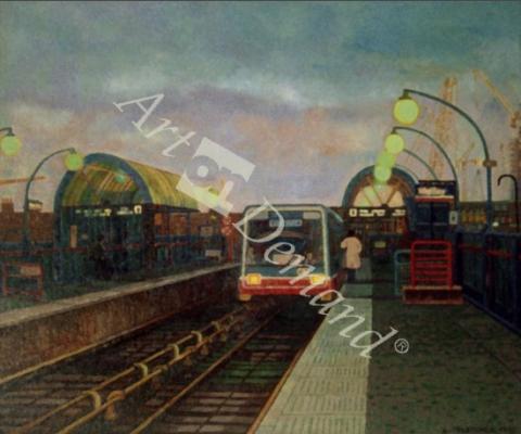 láminas y lienzos de  Westferry, Docklands Light Railway, 1990 (oil on canvas)