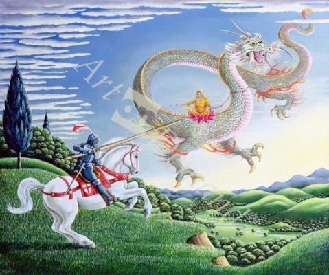 láminas y lienzos de  St George and the Dragon, or East Meets West (oil on canv