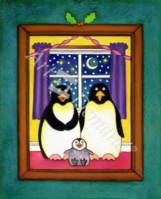 láminas y lienzos de  Penguin Family Christmas, 1997 (pastel on paper)