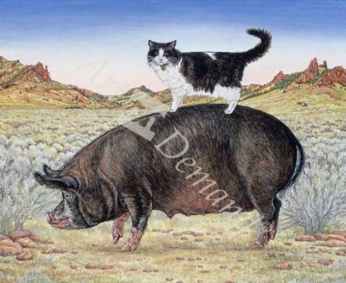 láminas y lienzos de  Piggyback-Riding at Breteche Creek, 1995 (acrylic on pane