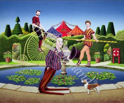 láminas y lienzos de  Circus Performers, 1979 (acrylic on board)