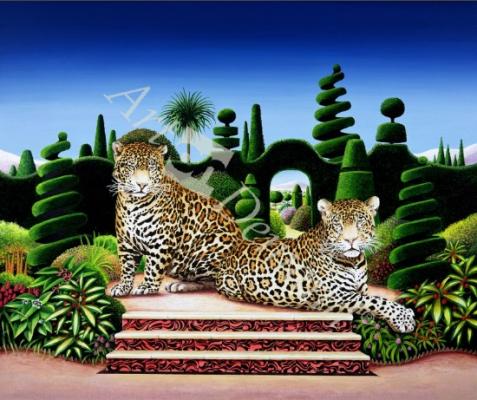láminas y lienzos de  Jaguars in a Garden, 1986 (acrylic on board)
