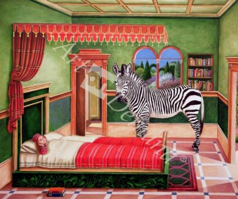láminas y lienzos de  Zebra in a Bedroom, 1996 (acrylic on board)